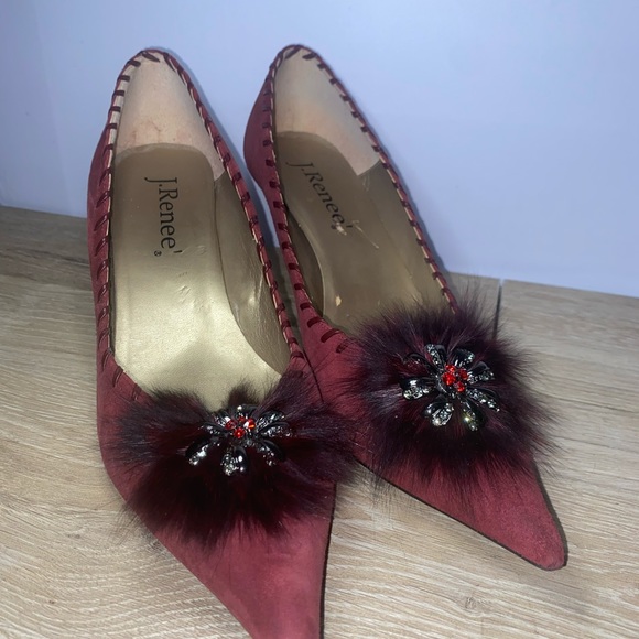 J.Renee Burgundy Heels with Embellishments - Picture 2 of 6